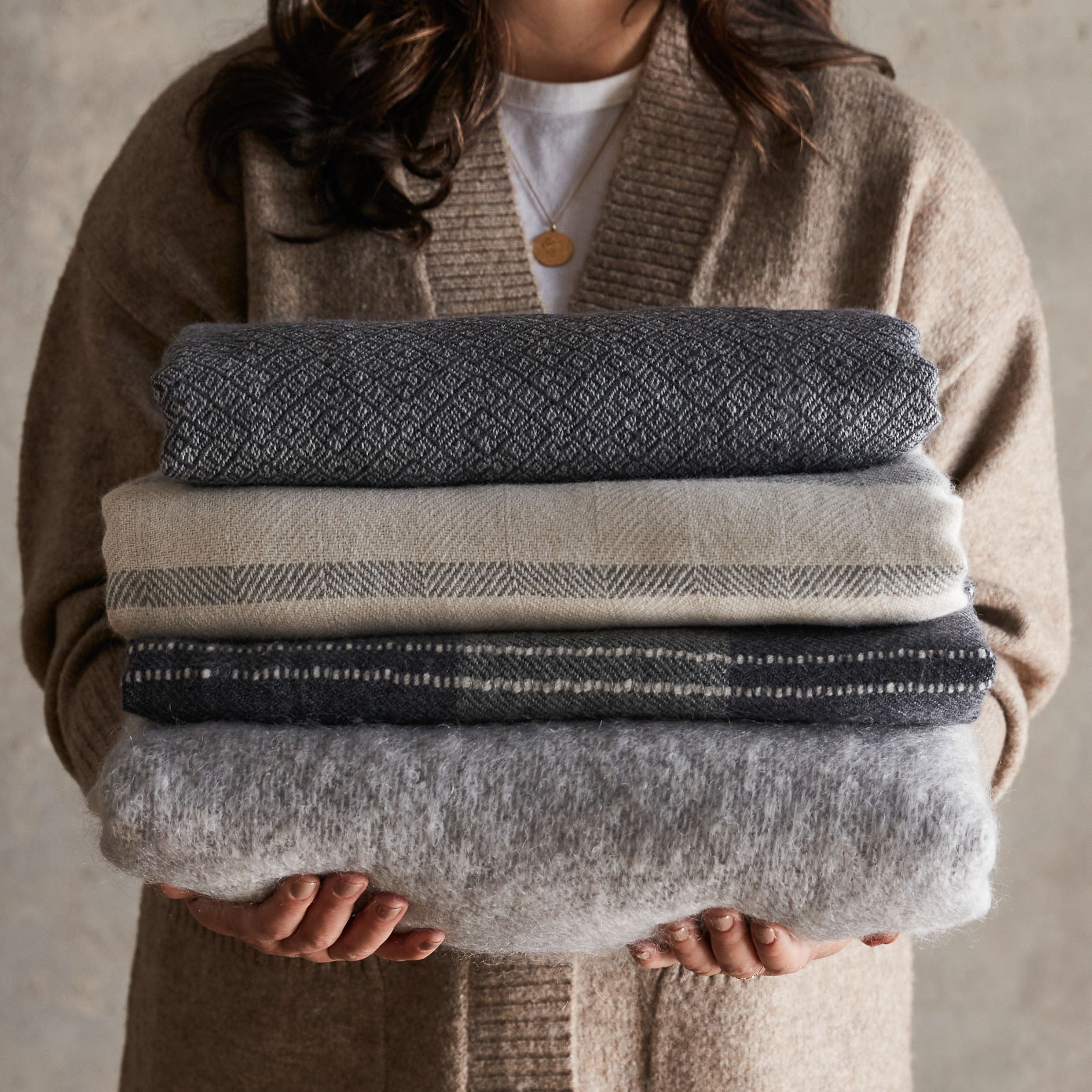 Grey wool throw online blanket