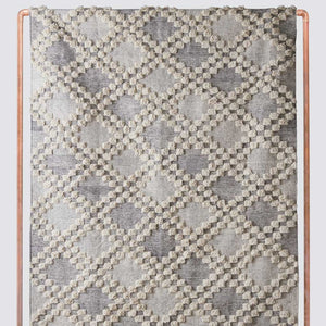 Grey Textured Area Rug in Diamond Pattern
