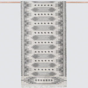 Grey Kilim Runner with Intricate Pattern