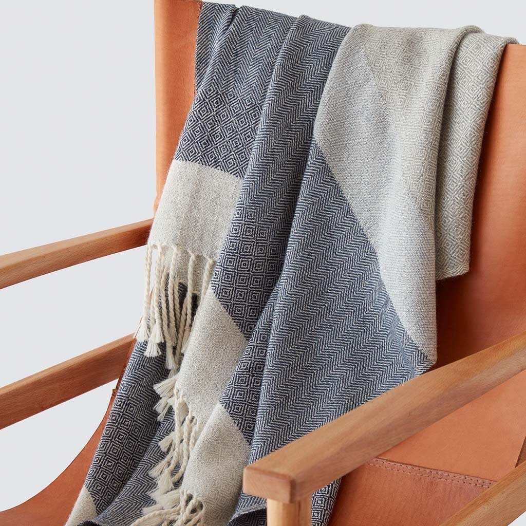 Grey blue throw online blanket