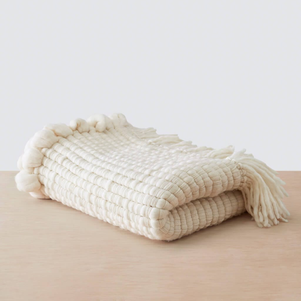 Celeste Chunky Wool Throw Handcrafted with Merino Wool The