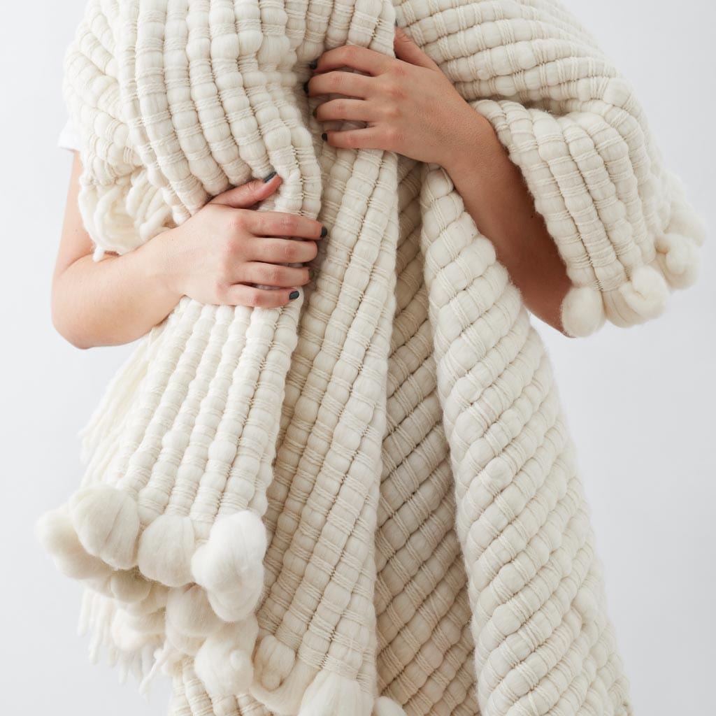 Chunky cream knit cheap throw