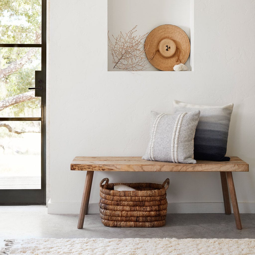 Grey Accent Pillow with Textured Stripes Modern Artisanal