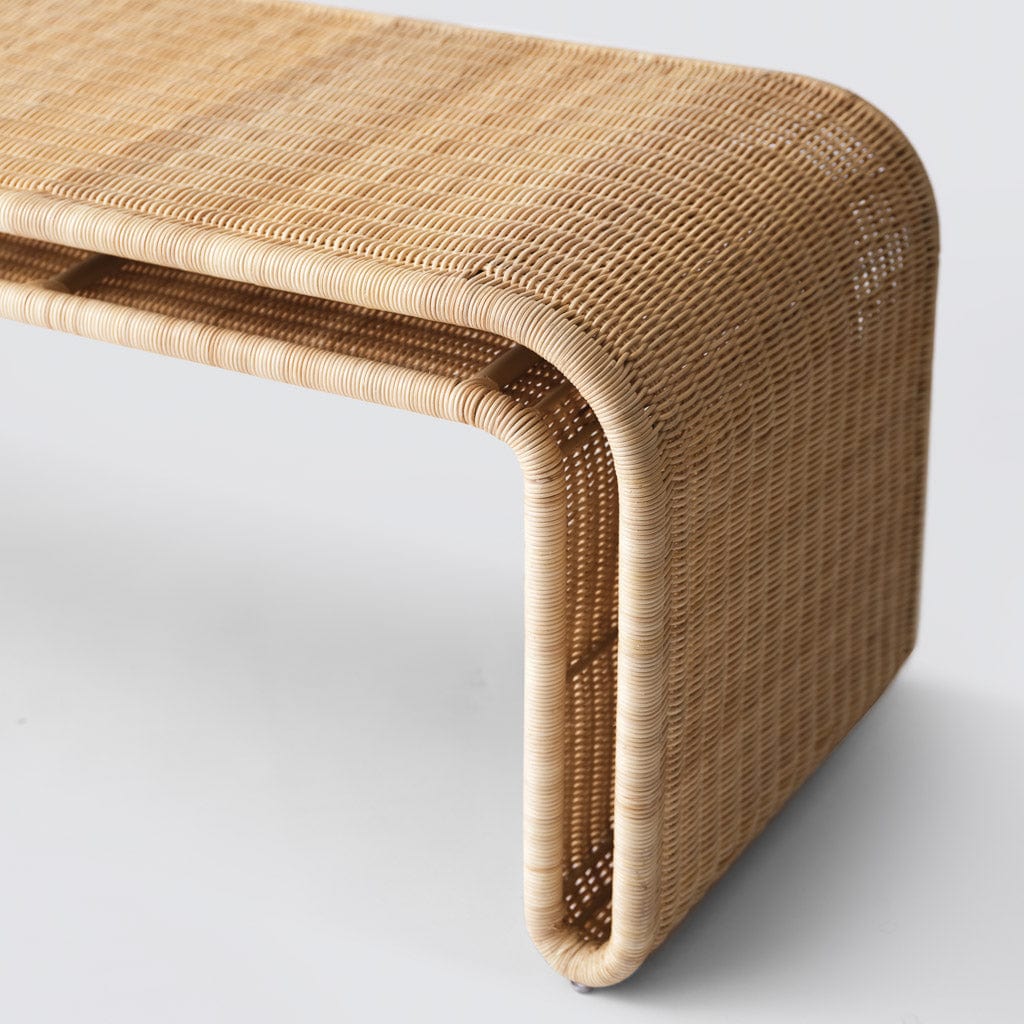 Woven wicker deals bench