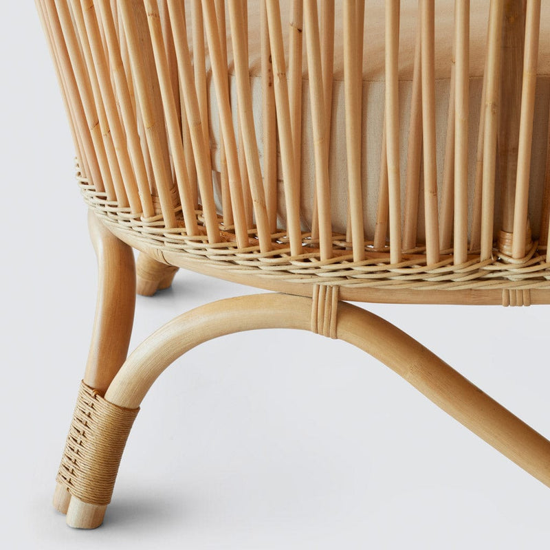 Detail of rattan chair legs, natural