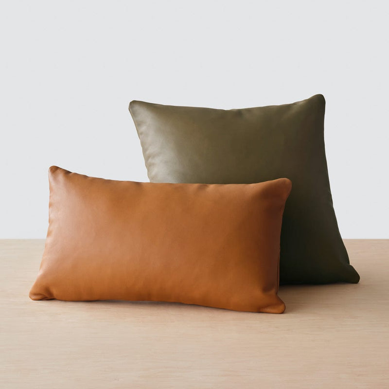 Dhara Leather Lumbar Pillow | 12 x 30 | Oranges&Yellows - The Citizenry