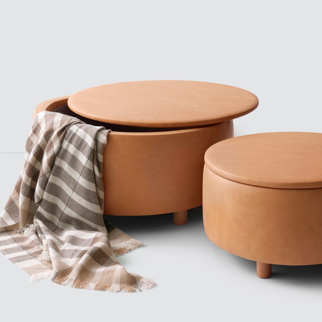 Brown round storage deals ottoman