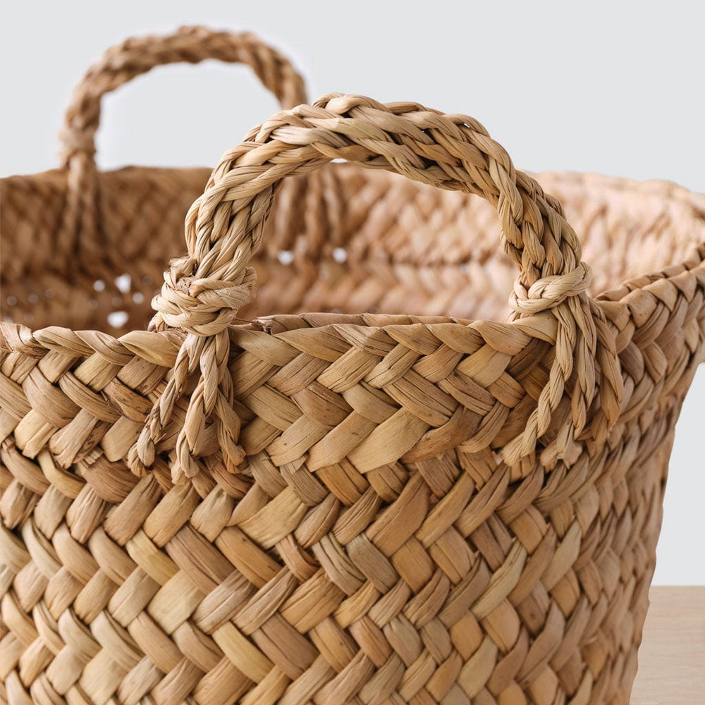 Woven Flat Bottom Basket w/ Handles