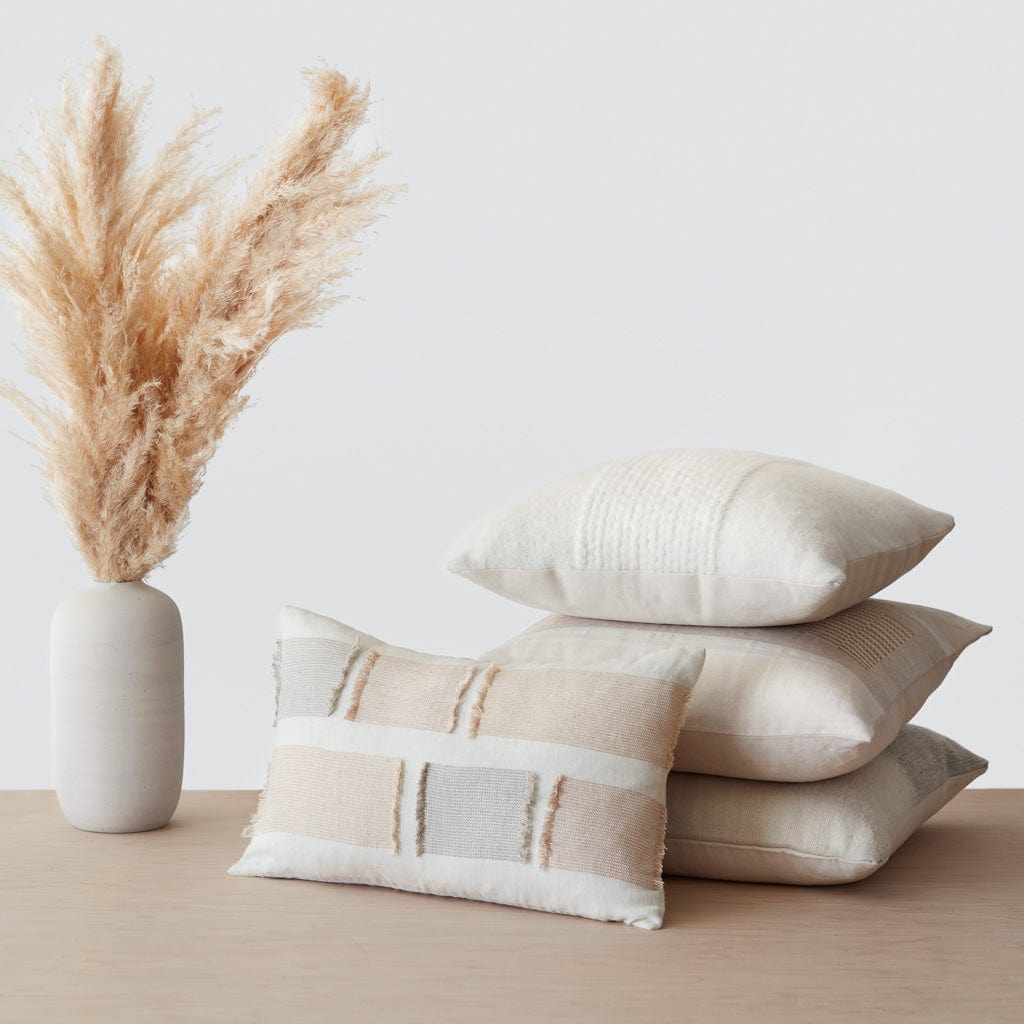 Tan textured throw online pillows